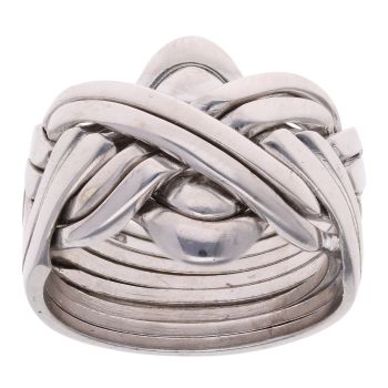 9ct White Gold Eight Piece Puzzle Ring