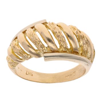 9ct Yellow Gold Plain and Textured Dome Ring