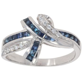 14ct White Gold Cubic Zirconia and Sapphire Fancy Ring