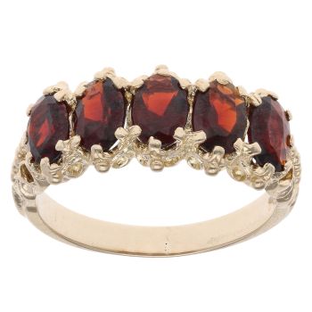 9ct Yellow Gold Garnet Five Stone Ring