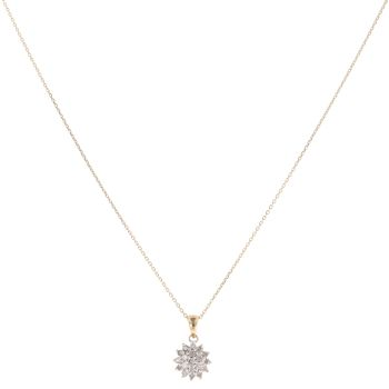 9ct Yellow Gold 0.15ct Brilliant Cut Diamond Cluster Pendant And Chain 18"
