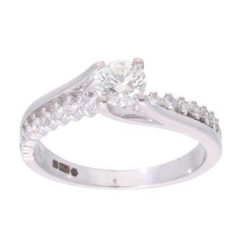 18ct White Gold 0.62ct Diamond Twist Solitaire Ring
