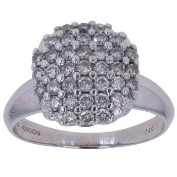 14ct White Gold 0.70ct Brilliant Cut Diamond Cluster Ring