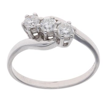 18ct White Gold 0.50ct Brilliant Cut Diamond Trilogy Ring