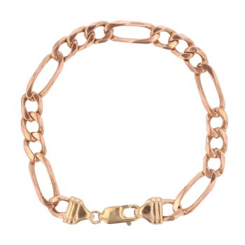 9ct Yellow And Rose Gold Figaro Bracelet 9"