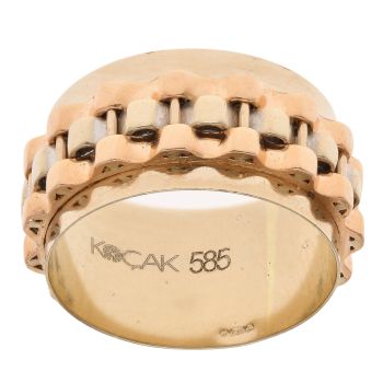 14ct Yellow, White And Rose Gold Fancy Ring