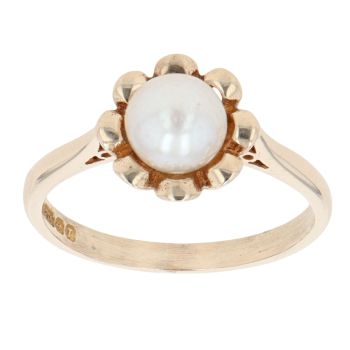 9ct Yellow Gold Pearl Solitaire Ring