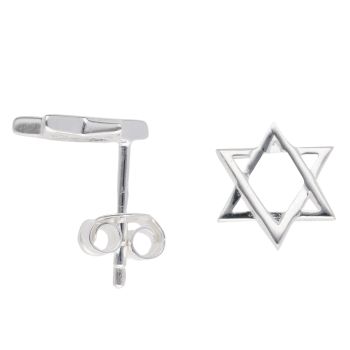Silver Star Of David Stud Earrings