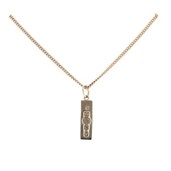 9ct Yellow Gold Ingot Pendant and Chain 18"