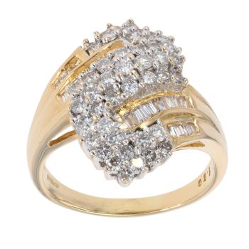 18ct Yellow Gold Brilliant And Baguette Cut 1.50ct Diamond Fancy Ring