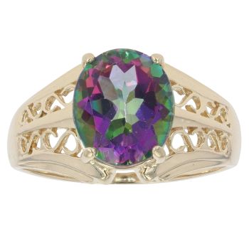 9ct Yellow Gold Mystic Topaz Single Stone Ring