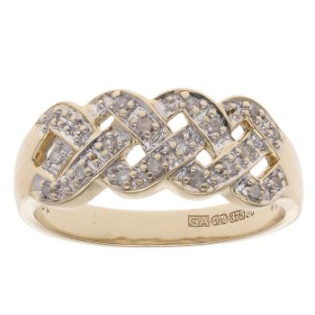 9ct Yellow Gold 0.10ct Diamond Crossover Ring