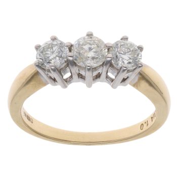 18ct Yellow Gold 1.00ct Brilliant Cut Diamond Trilogy Ring