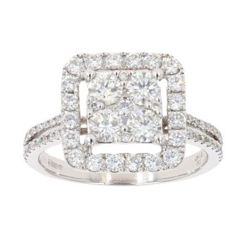 18ct White Gold 1.47ct Diamond Cluster Ring
