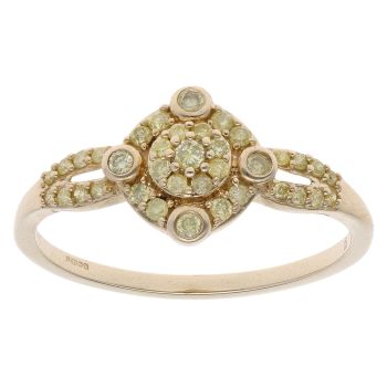 9ct Yellow Gold 0.45ct Diamond Cluster Ring