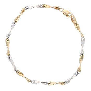 9ct Yellow and White Gold Twist Bracelet 7"