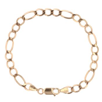 9ct Yellow Gold Figaro Bracelet 8"