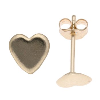 9ct Yellow Gold Heart Stud Earrings
