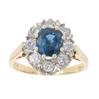 18ct Yellow Gold 0.70ct Diamond And Sapphire Cluster Ring