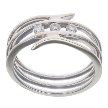9ct White Gold 0.15ct Brilliant Cut Diamond Trilogy Spiral Fancy Ring