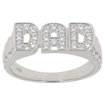Silver Cubic Zirconia Dad Ring By Icesia