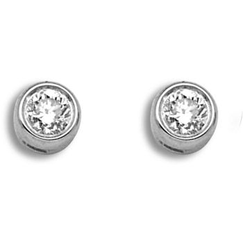 18 Carat White Gold 10pts Rubover Earrings