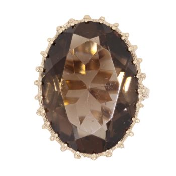 9ct Yellow Gold Smoky Quartz Single Stone Ring
