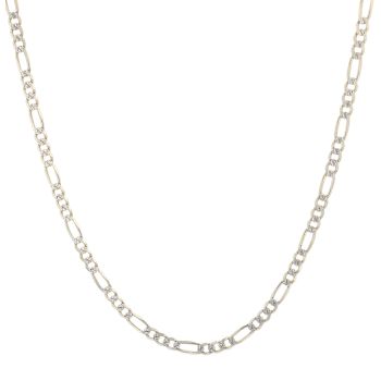 9ct Yellow and White Gold Diamond Cut Figaro Chain 16"