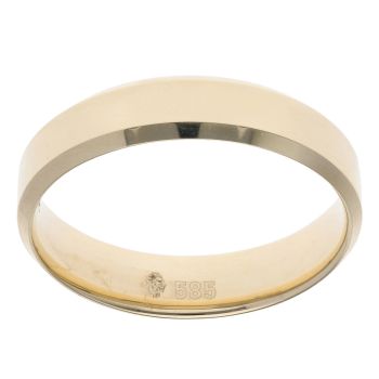 14ct Yellow Gold Bevelled Plain 5mm Wedding Band
