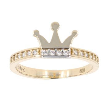 Children's 14ct Yellow Gold Cubic Zirconia Crown Ring