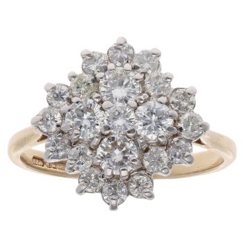 9ct Yellow Gold 1.25ct Brilliant Cut Diamond Cluster Ring