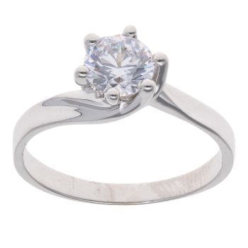 9ct White Gold Cubic Zirconia Single Stone Ring
