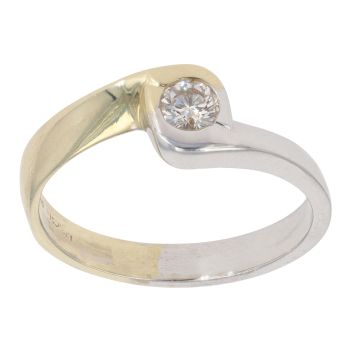 9ct Yellow And White Gold 0.35ct Brilliant Cut Diamond Solitaire Ring