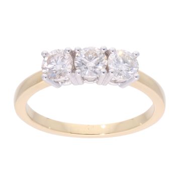 18ct Yellow Gold 0.90ct Diamond Trilogy Ring
