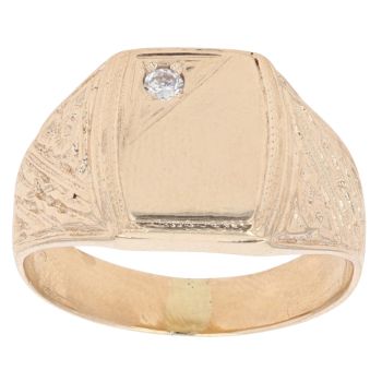 14ct Yellow Gold 0.04ct Diamond Signet Ring