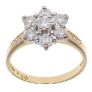 18ct Yellow Gold 1.00ct Brilliant Cut Diamond Cluster Ring