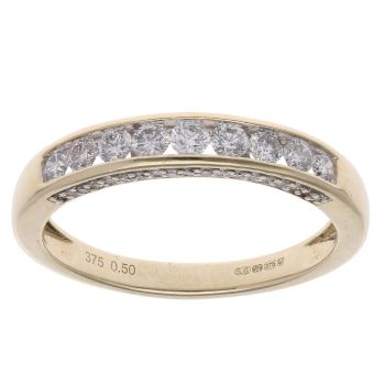 9ct Yellow Gold 0.50ct Brilliant Cut Diamond Half Eternity Ring