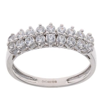 14ct White Gold Cubic Zirconia Two Row Ring