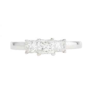 18ct White Gold 1.02ct Princess Cut Diamond Trilogy Ring
