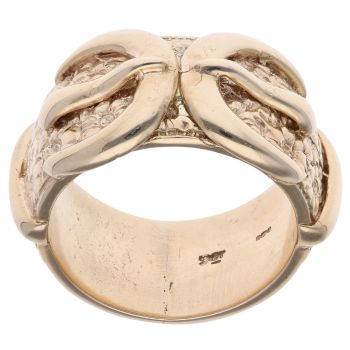 9ct Yellow Gold Patterned Double Buckle Ring