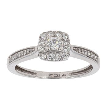 9ct White Gold 0.25ct Diamond Cluster Ring