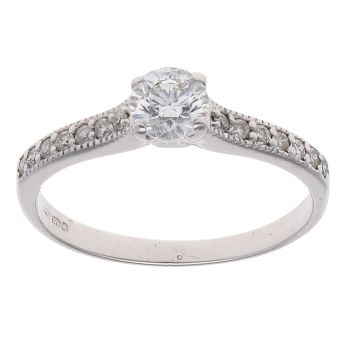 9ct White Gold 0.40ct Brilliant Cut Diamond Solitaire Ring