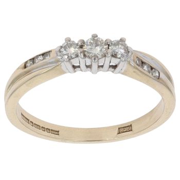 9ct Yellow Gold 0.25ct Diamond Trilogy Ring