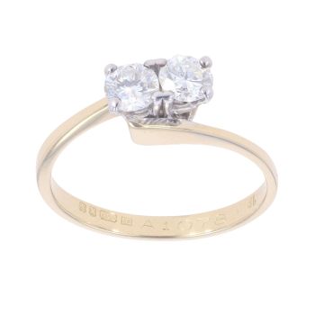 18ct Yellow Gold 0.50ct Diamond Two Stone Ring