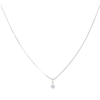 18ct White Gold 0.35ct Brilliant Cut Diamond Solitaire Pendant And Chain 16"