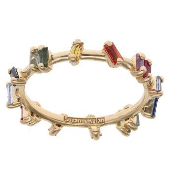 18ct Yellow Gold Sapphire Rainbow Barbwire Ring