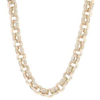 9ct Yellow Gold Patterned And Plain Belcher Chain 28"