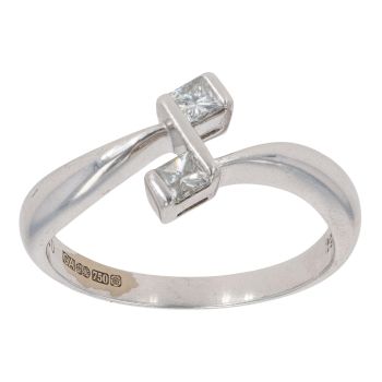 18ct White Gold 0.20ct Diamond Two Stone Ring