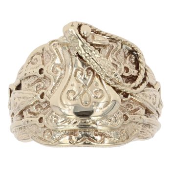 9ct Yellow Gold Patterned Saddle Ring