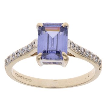 9ct Yellow Gold Cubic Zirconia and Tanzanite Ring